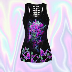 Butterfly Purple Skull Tanktop and Leggings - Wonder Skull