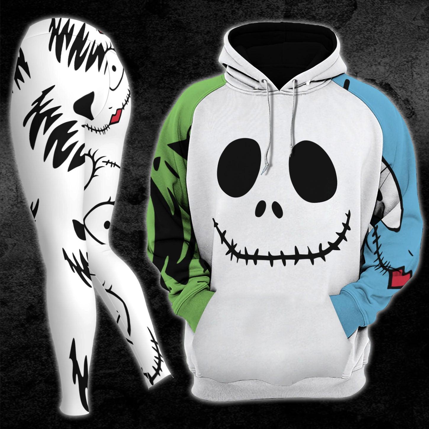 Christmas Half Blue Half Green Nightmare Combo Hoodie and Leggings - Wonder Skull
