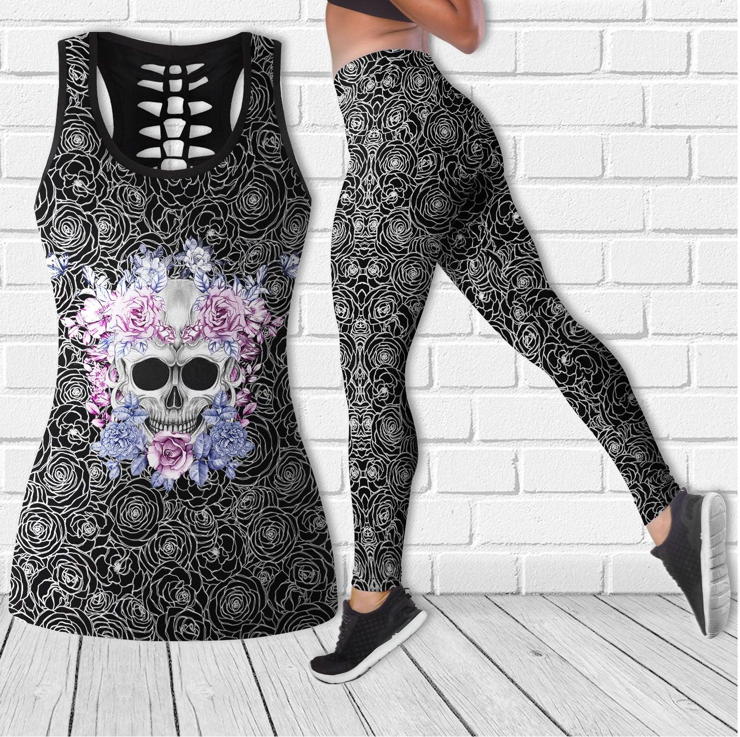 Skull Rose Combo Tanktop & Leggings Yoga - Wonder Skull