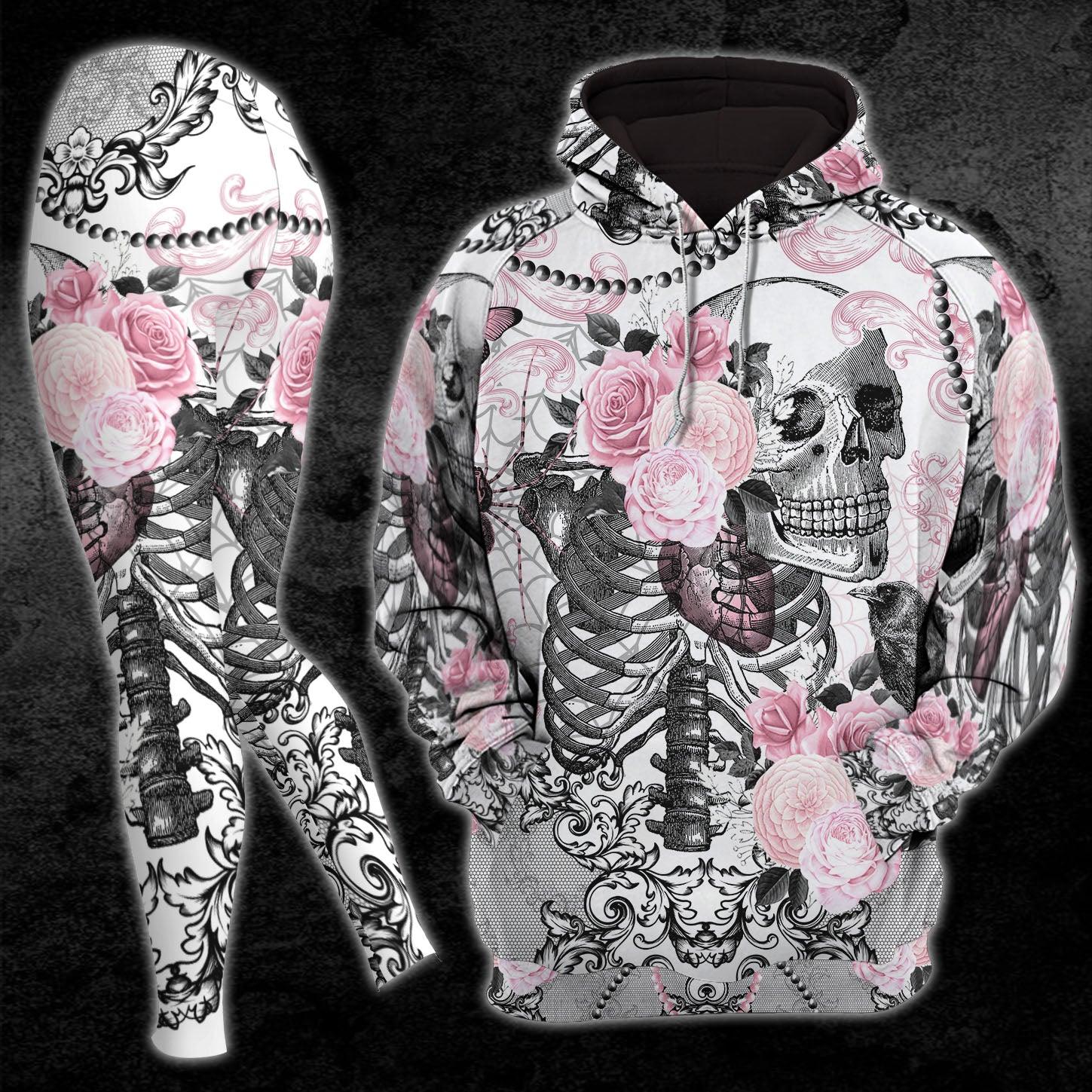 Christmas Skeleton Rose Combo Hoodie and Leggings - Wonder Skull