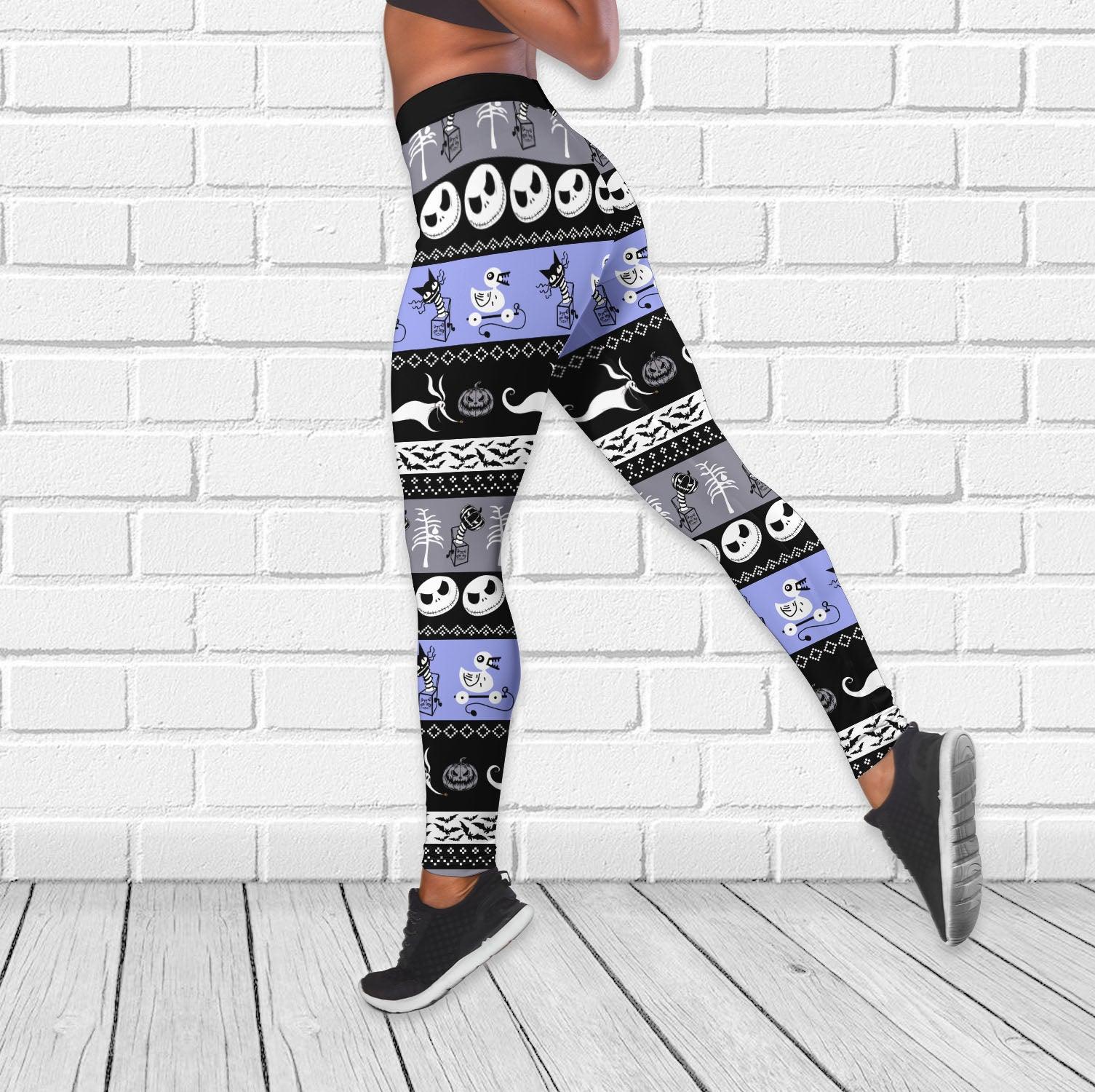 Nightmare Half Purple Half Black Christmas Tanktop and Leggings - Wonder Skull