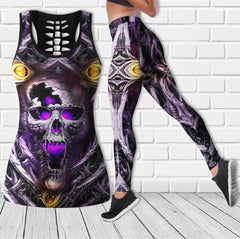 Skull Crack Purple Cool Combo Tanktop & Leggings Yoga - Wonder Skull