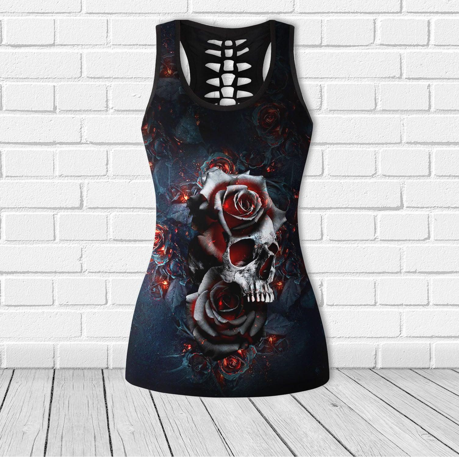 Cool Lava Rose Skull Combo Tanktop & Leggings - Wonder Skull