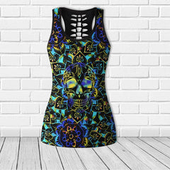 Cool Mandala Skull Pattern Purple Combo Tanktop & Leggings - Wonder Skull