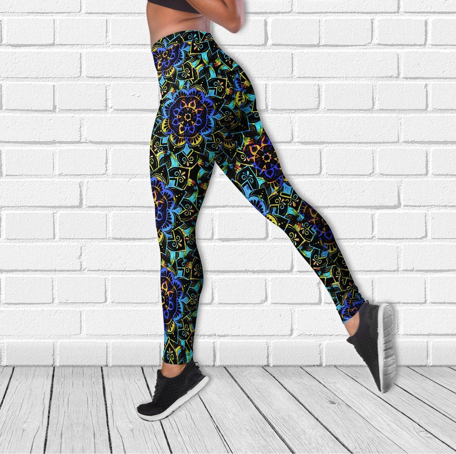 Cool Mandala Skull Pattern Purple Combo Tanktop & Leggings - Wonder Skull