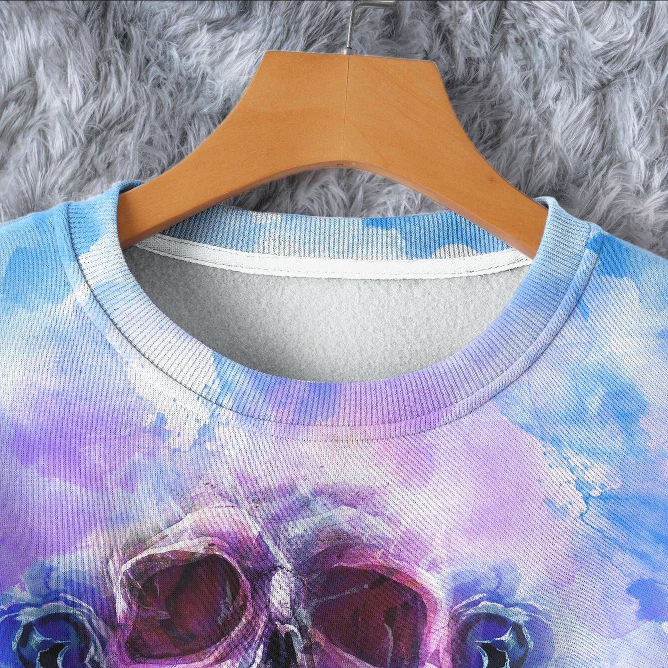 Skull Rose Watercolor Combo Long Sleeve Sweatshirt and Leggings - Wonder Skull
