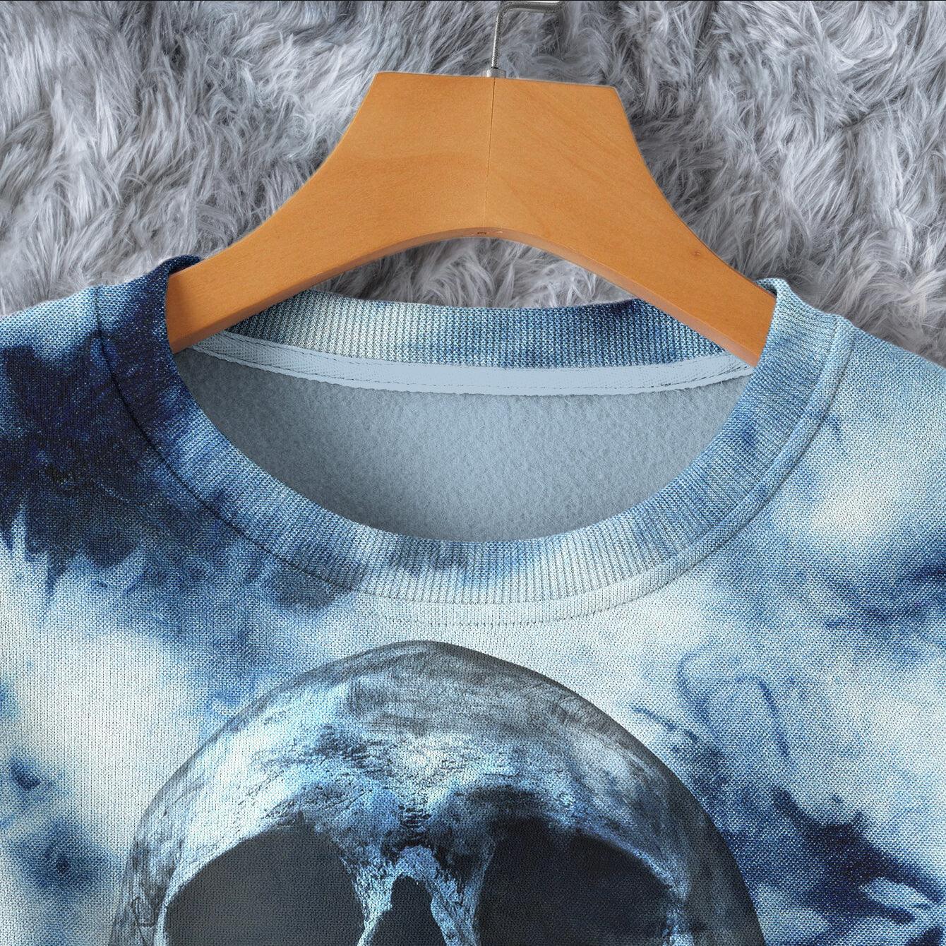 Skull Cloud Blue Combo Long Sleeve Sweatshirt and Leggings - Wonder Skull