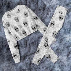 Sugar Skull Pattern Combo Long Sleeve Sweatshirt and Leggings - Wonder Skull