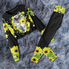 Skull Flower Combo Long Sleeve Sweatshirt and Leggings - Wonder Skull