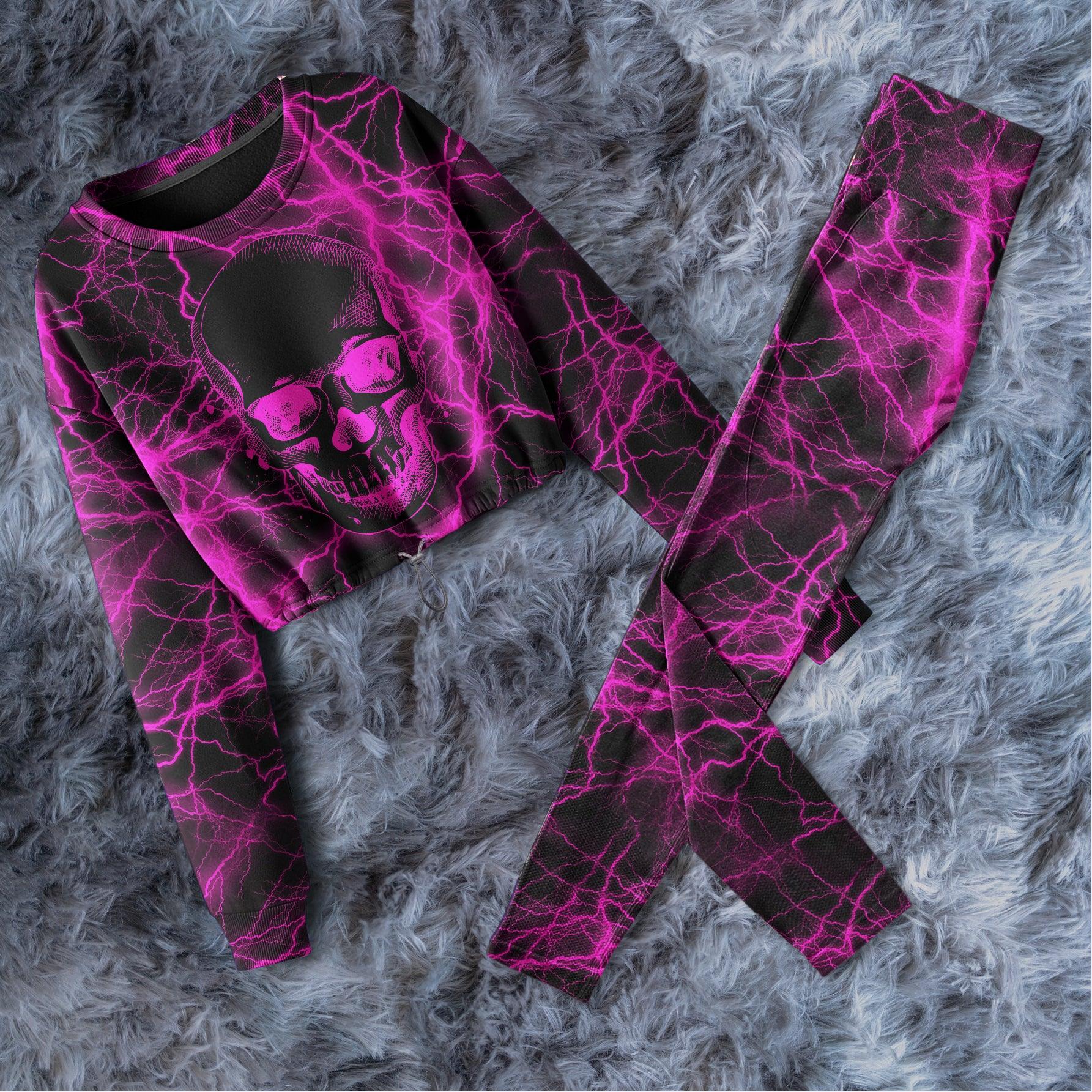 Skull Thunder Pink Combo Long Sleeve Sweatshirt and Leggings - Wonder Skull