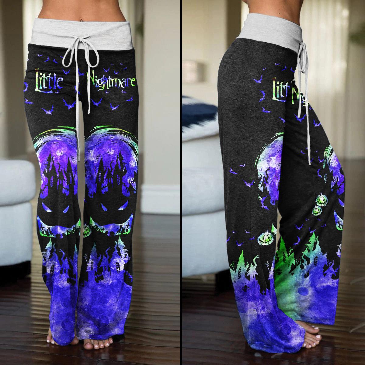 Little Nightmare Purple Pumpkins High-waisted Straight-leg Trousers - Wonder Skull