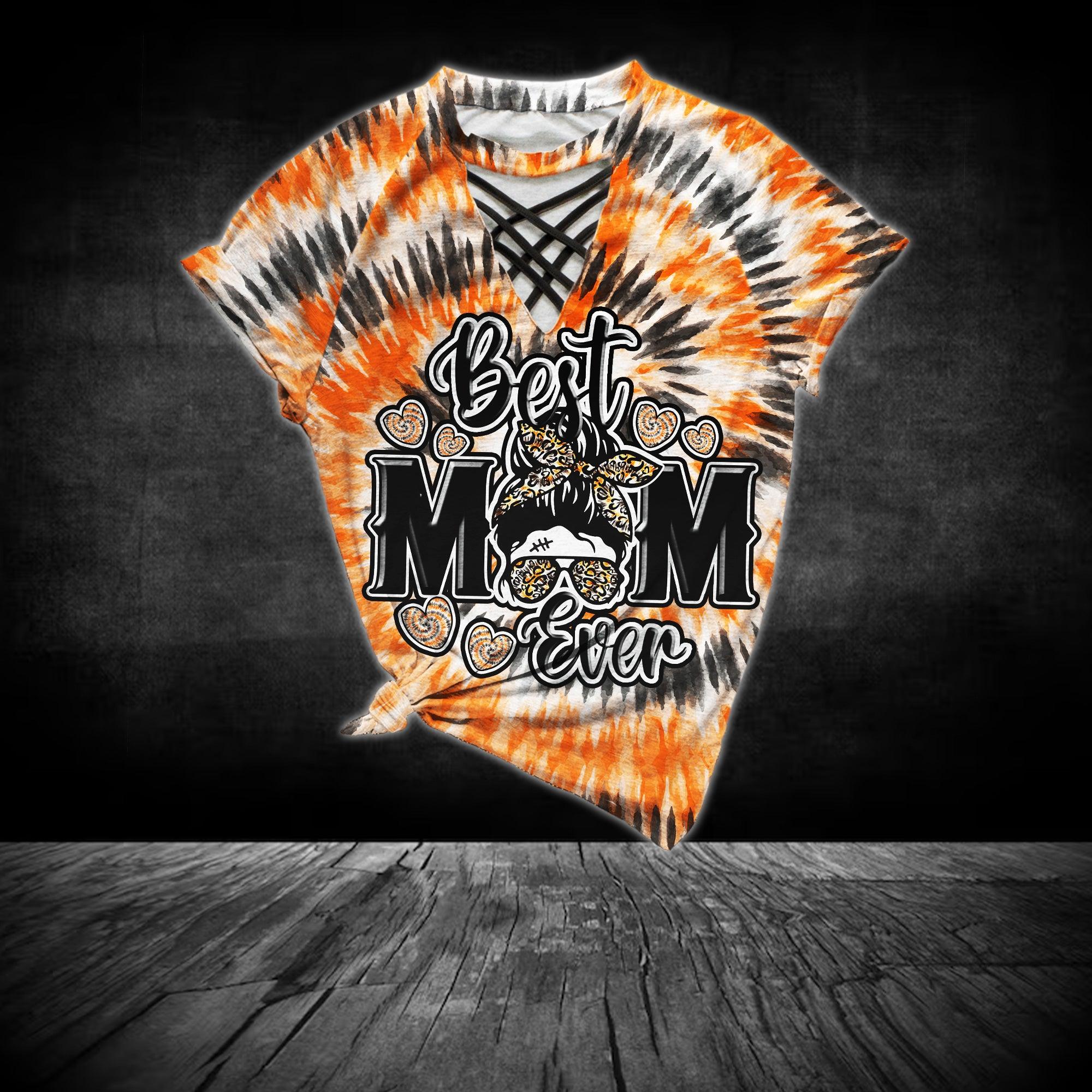 Orange Black Tribe Vibe Skull Mom V-Neck Shirt and Wide Legs Pants - Wonder Skull