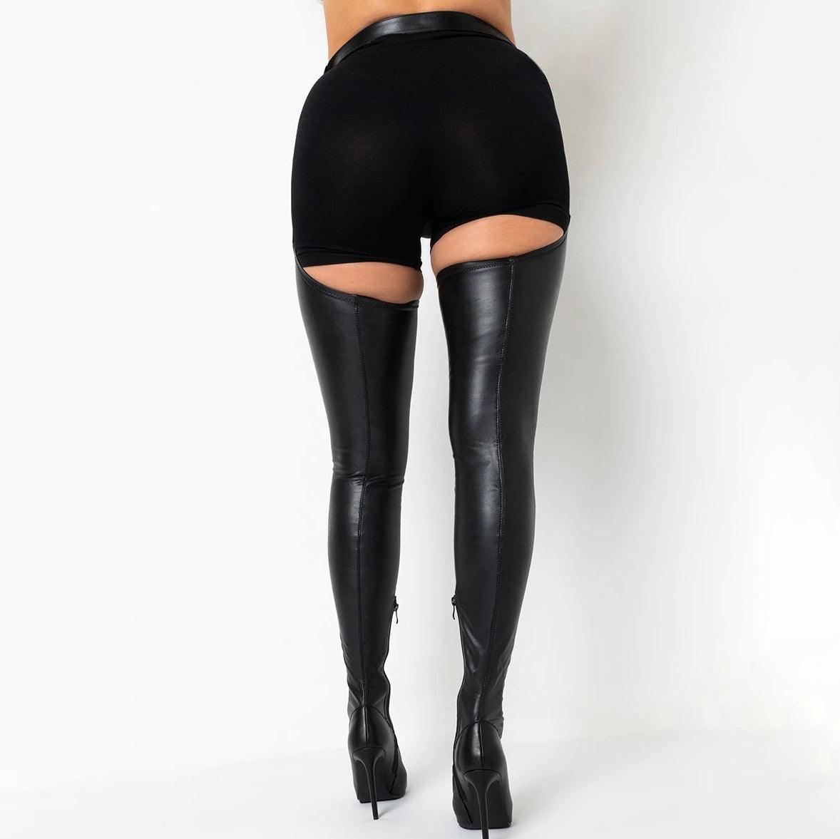 Punk Gothic Cross-Tied Overknee Boots, Impressive Leather Strip Shoe For Women - Wonder Skull