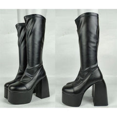 Punk Gothic Platform Boots, Sexy Calf Shoes For Women - Wonder Skull