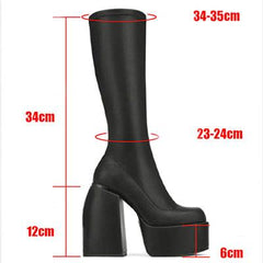 Punk Gothic Platform Boots, Sexy Calf Shoes For Women - Wonder Skull