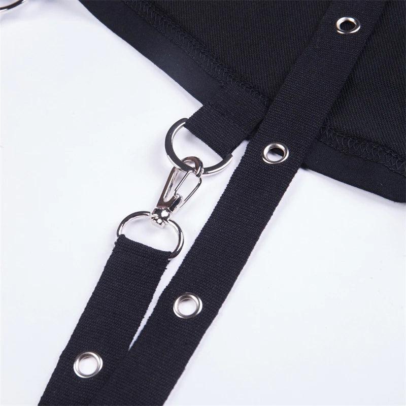 Punk Gothic Sexy Lace Crop Hoodie, Cool Long Sleeve Top For Women - Wonder Skull