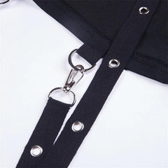 Punk Gothic Sexy Lace Crop Hoodie, Cool Long Sleeve Top For Women - Wonder Skull