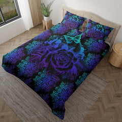 Purple Gradient Skull Mandala Duvet Cover Set - Wonder Skull