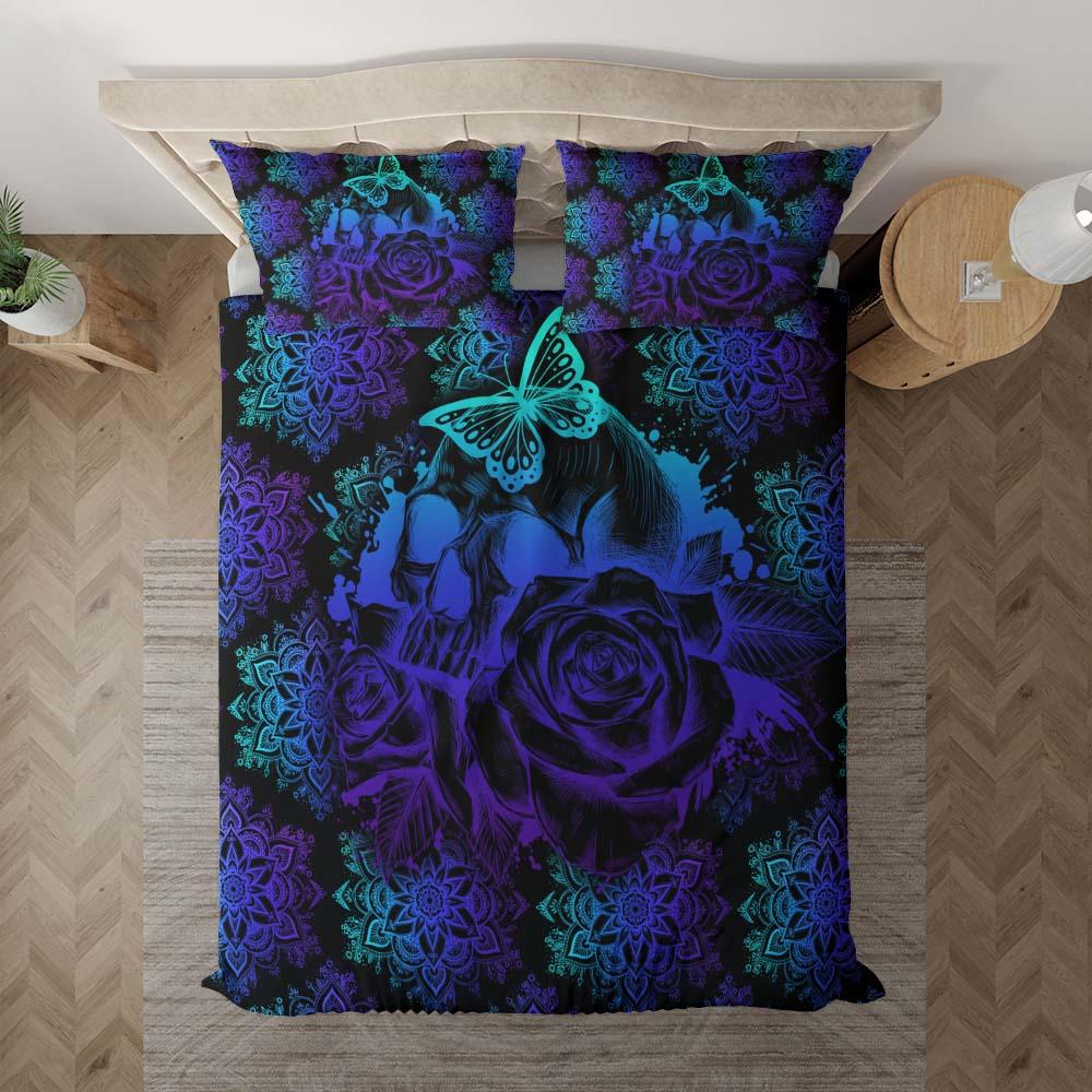 Purple Gradient Skull Mandala Duvet Cover Set - Wonder Skull
