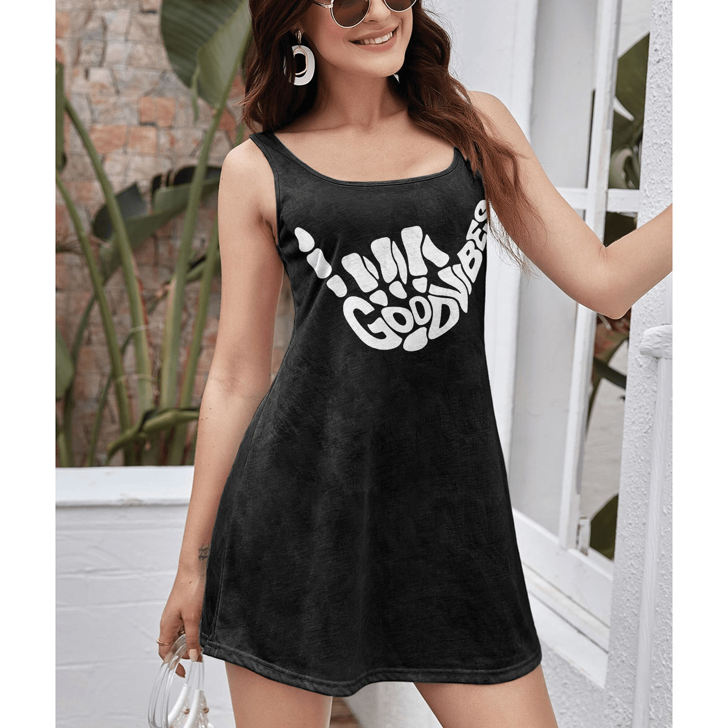 Good Vibes Women's Cut & Sew Racerback Dress - Wonder Skull