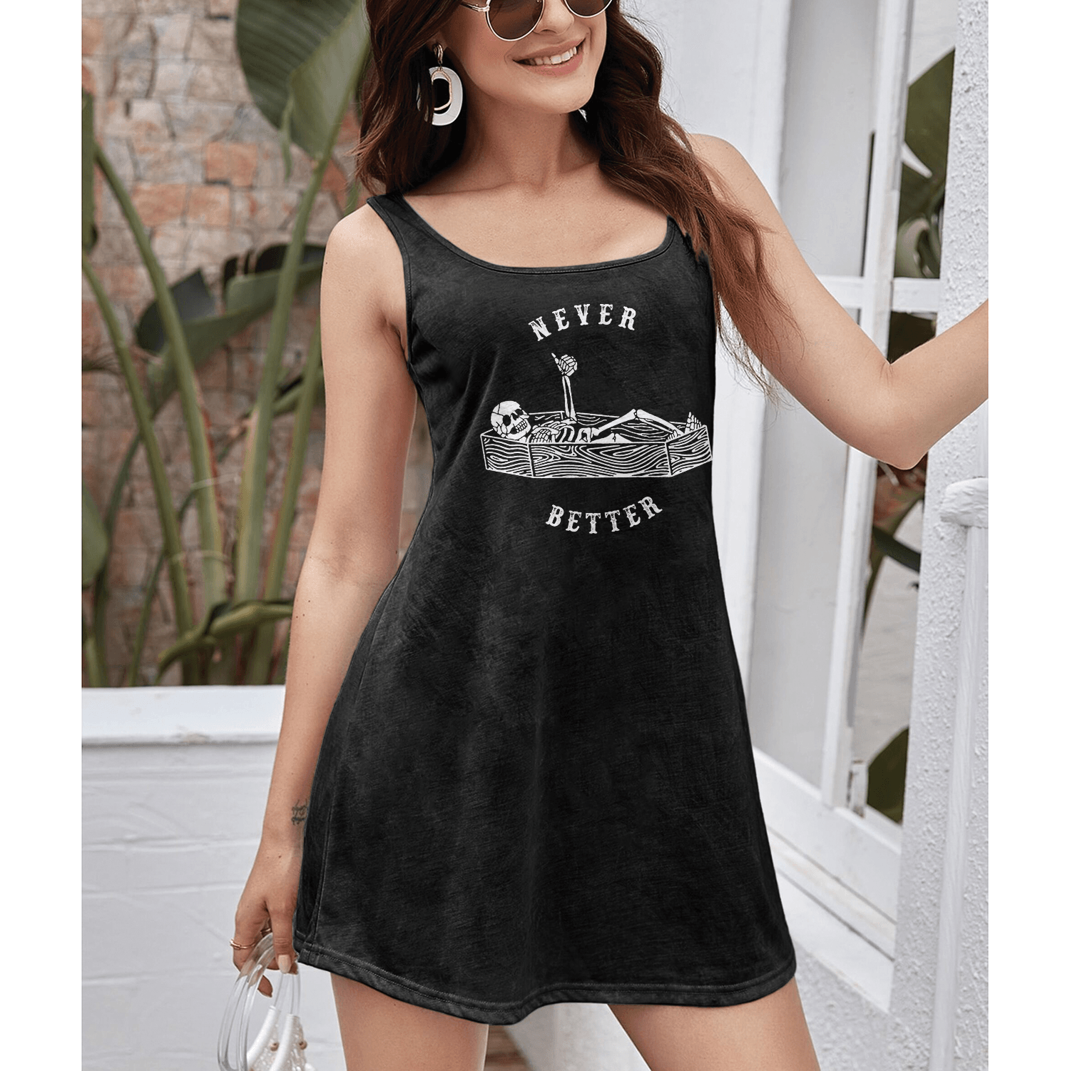 Never Better Women's Cut & Sew Racerback Dress - Wonder Skull