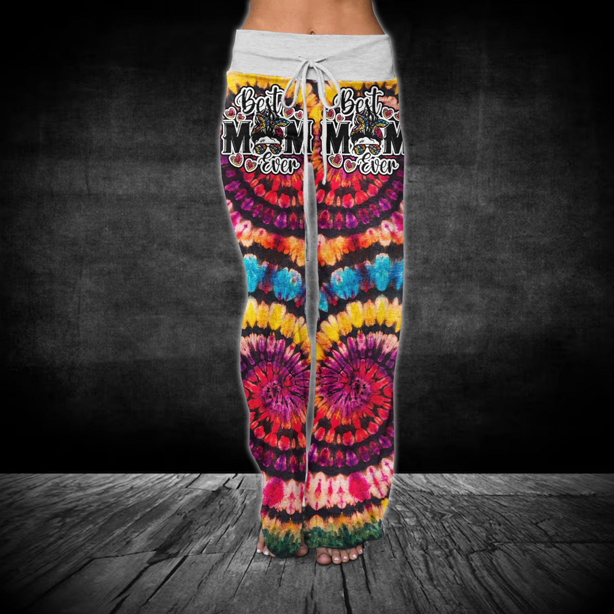 Red Black Tribe Vibe Skull Mom V-Neck Shirt and Wide Legs Pants - Wonder Skull