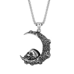 Romantic Moon Skull Pendant Necklace Jewelry Gift - Wonder Skull