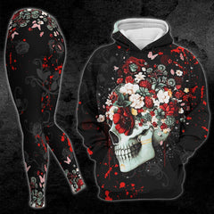 Romantic Skull And Roses Print Combo Hoodie And Leggings - Wonder Skull
