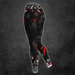 Romantic Skull And Roses Print Combo Hoodie And Leggings - Wonder Skull