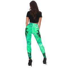 Rose Skull Goth Leggings And Hollow Tank Top Set For Women-Wonder Skull