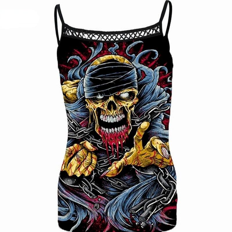 Gothic Skull Spaghetti Strap Tank Top - Wonder Skull