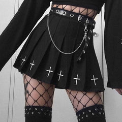 Punk Gothic High Waist Mini Skirt, Comfortable Bottom Clothes For Women - Wonder Skull