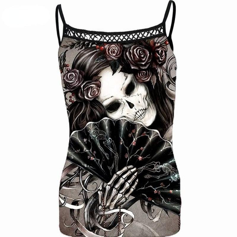 Gothic Skull Spaghetti Strap Tank Top - Wonder Skull