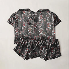 Skull Rose Dark Sexy Pajama Sets With Short Sleeve - Wonder Skull