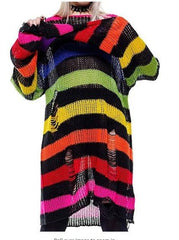 Awesome Black Red Stripe Punk Gothic Long Unisex Sweater - Wonder Skull