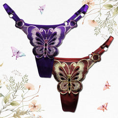 Sexy Butterfly Embroidery Underwear Thong Set - Wonder Skull