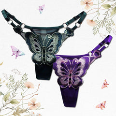 Sexy Butterfly Embroidery Underwear Thong Set - Wonder Skull