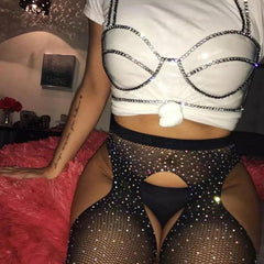 Sexy Fishnet Open Crotch Socks, Savage Lingerie Stockings For Women - Wonder Skull