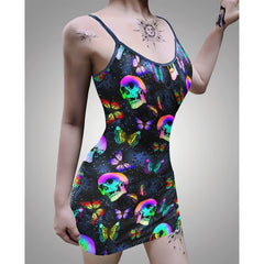 Sexy Gradient Skull Butterfly Print Dress -Wonder Skull