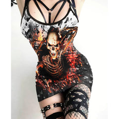 Skull Broken Wall Art Work Print Dress For Women-Wonder Skull