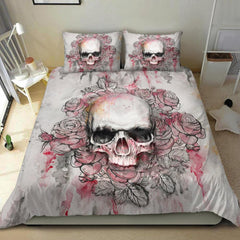 Skull Rose With Drop Of Blood Duvet Cover Set - Wonder Skull