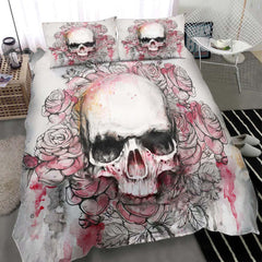 Skull Rose With Drop Of Blood Duvet Cover Set - Wonder Skull