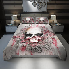 Skull Rose With Drop Of Blood Duvet Cover Set - Wonder Skull