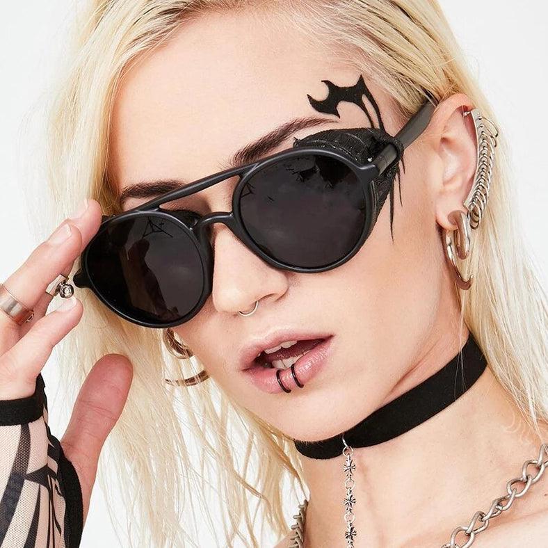 Steampunk Design Sun Glasses, Vintage Leather Goggles Oculus For Women - Wonder Skull