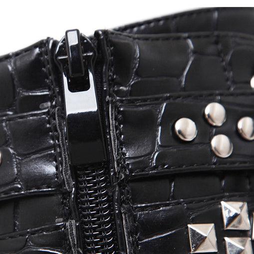 Steampunk Gothic High Heel Boots, Attractive Rivet Motorcycle Footwear For Women - Wonder Skull