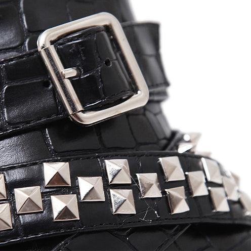 Steampunk Gothic High Heel Boots, Attractive Rivet Motorcycle Footwear For Women - Wonder Skull