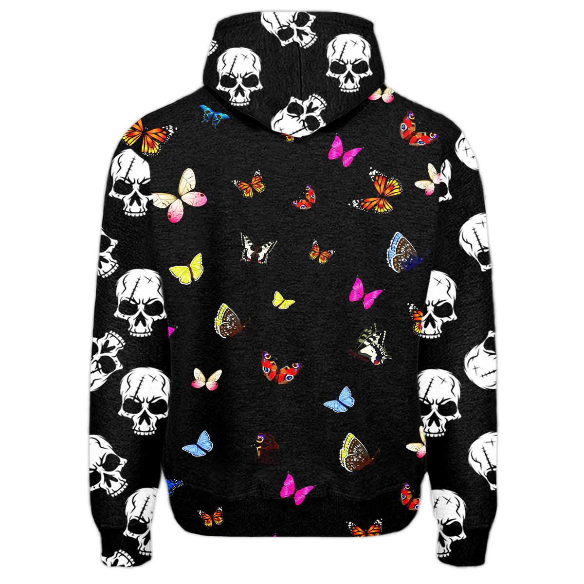 Sunflower Gothic Skull All Over Print Unisex Pullover Hoodie - Wonder Skull