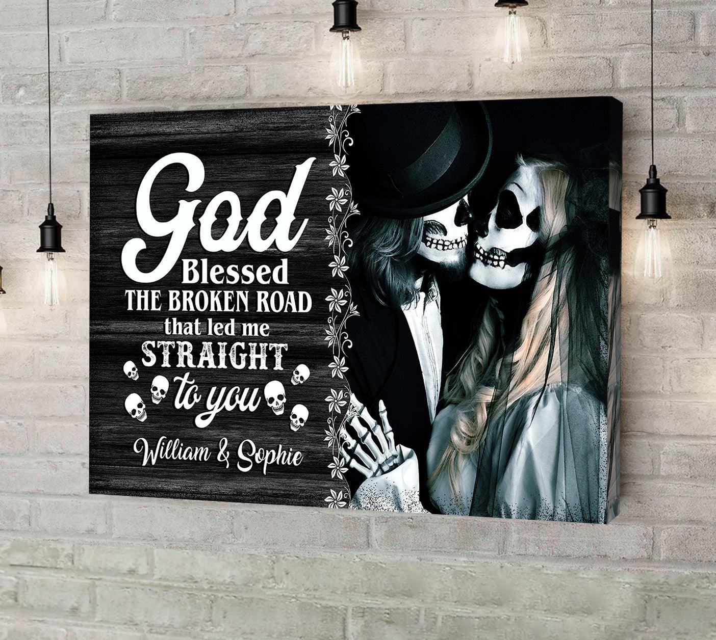 Gothic Skull, Gift For Couples, Personalized Canvas - Wonder Skull