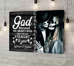Gothic Skull, Gift For Couples, Personalized Canvas - Wonder Skull