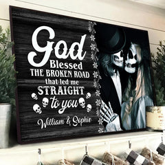 Gothic Skull, Gift For Couples, Personalized Canvas - Wonder Skull